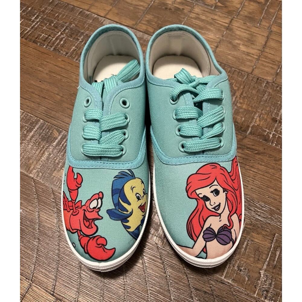 Hot Topic Disney The Little Mermaid Blue Sneakers NWOT Ariel Flounder Sebastian